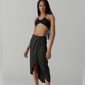 Urban Outfitters - Small - Black Satin Skirt with Deep Slit